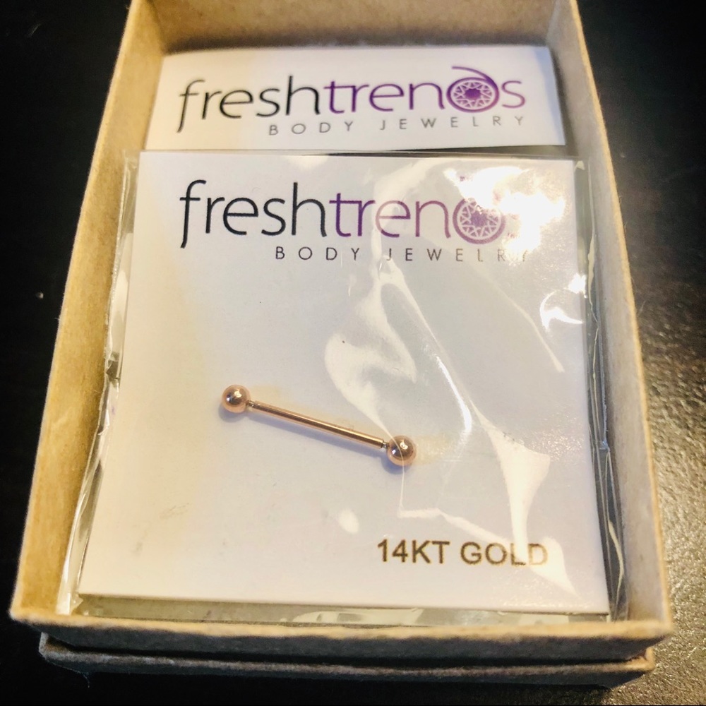 14k rose gold straight barbell